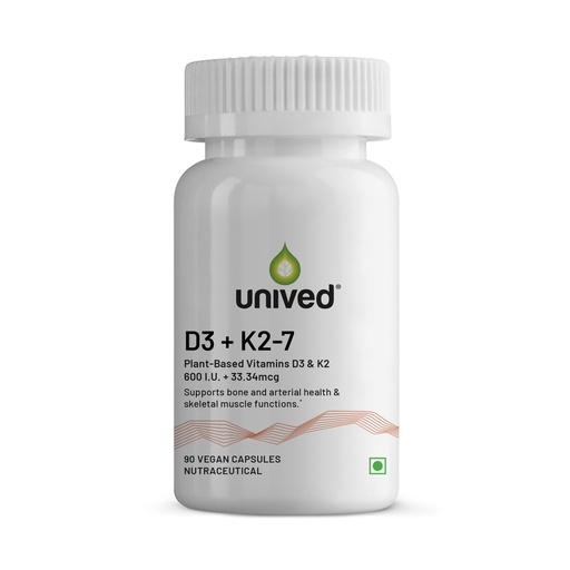 [BRSW2ATRBYGWCDL2] Unived D3+K2 (MK-7) | Vitamin D3 & Vitamin K2-7 (MenaquinGold) | Immunity, Heart, Muscle, & Bone Health | Plant-Based & Natural | 90 Vegan Capsules