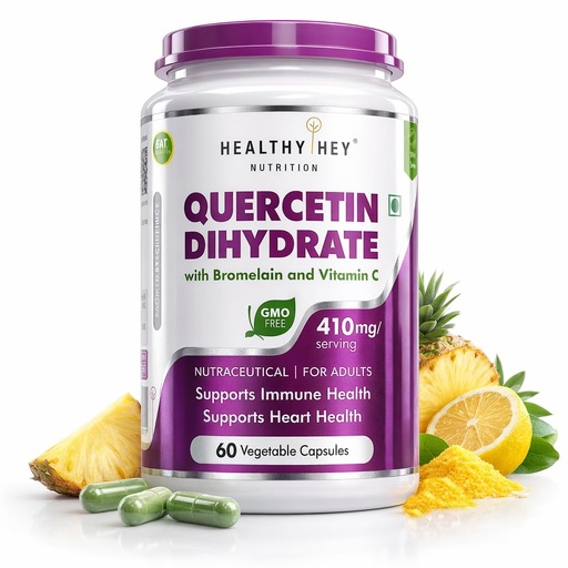 [BRSROYI7PN7GCCLV] HealthyHey Nutrition Quercetin Dihydrate with Bromelain and Vitamin C - 410 mg per serving - 60 Vegetable Capsules