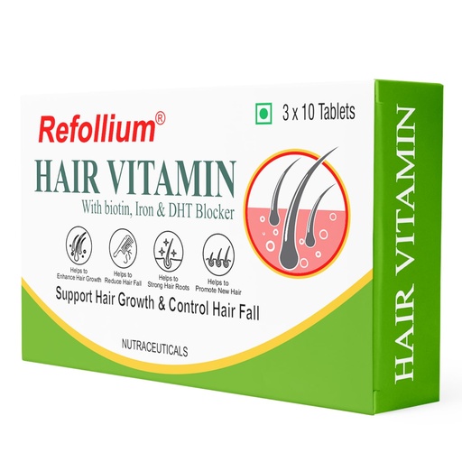 [BRSRAHAQO56AI3LO] Refollium Hair Vitamins with DHT Blocker, Biotin, Iron, Omega for Control Hair Fall, Hair Growth Supplements for Women & Men (30 Veg Tablets)