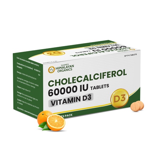 [BRSREZD6O4HBYFDO] Vlado's Himalayan Organics Vitamin D3 60000 IU Tablets | Cholecalciferol I Vitamin D3 60k Supplement | Vitamin D 60000 iu Tablets | Cholecalciferol Supplement 60000iu for men & women | Orange Flavour - 40 Tablets