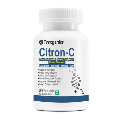 [BRSWYZQ3CMMBEFA2] Trexgenics Citron-C Citrus Bioflavonoids 20%-Rosehip 35%-Vitamin C Complex 650mg - Collagen Builder, Vein Health, Immunity, Antioxidant & Skin (60 Veg. Capsules)