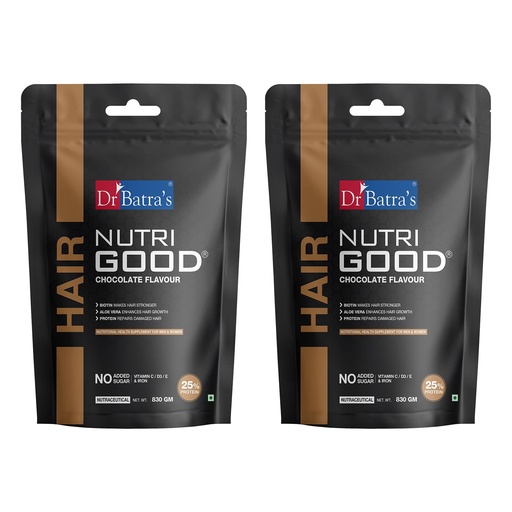 [BRSRMELRBAIBAHQV] Dr Batra’s Nutrigood Biotin + Protein Hair Powder with Aloe Vera – Chocolate Flavour | Nourishes Dry Scalp, Strengthens Roots & Improves Hair Texture | No Added Sugar | 830g x 2