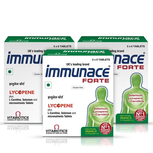[BRSROFABBUHREHLV] Immunace Forte – With Vitamin D3 400 IU, Lycopene, L-Carnitine & Selenium | Multinutrient Formula for Adults – 30 Tablets (Pack of 3)