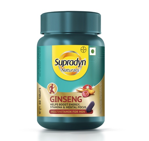 [BRSREYABAEPAKGQY] Supradyn Naturals Ginseng Multivitamin Tablet for Men - From India's No.1 Brand | Ginseng & Grapeseed Extract | 12 Vitamins, Zinc, Magnesium | Energy, Immunity, Stamina, Mental Focus | 60 Tablets | Veg