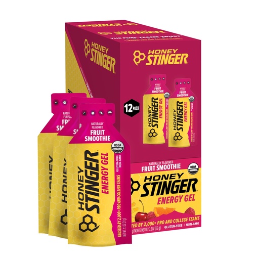 [BRSWYEACCAFRSDY3] Honey Stinger Organic Fruit Smoothie Energy Gel, Gluten Free & Caffeine Free, for Exercise, Running and Performance, Sports Nutrition for Home & Gym, Pre and Mid Workout, 12 Pack, 13.2 Ounce
