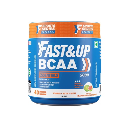 [BRSWYCQCA4JWM3Q2] FAST&UP BCAA Essentials Powder | 5g BCAAs per Serve (2:1:1) | 40 Servings – Watermelon | Intra & Post-Workout Muscle Recovery, Endurance & Energy | Sugar-Free · Caffeine-Free · Vegetarian