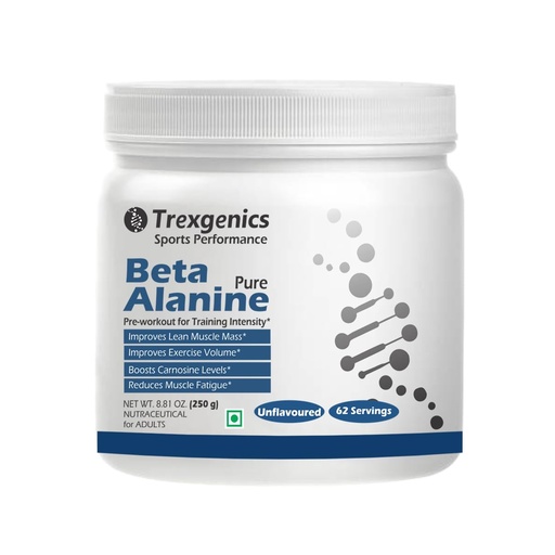[BRSREGQZC4IRAADD] Trexgenics BETA-ALANINE Pure Powder (62 Servings) Lean Muscle Mass, Exercise Volume & Intensity, Endurance (250 gm)