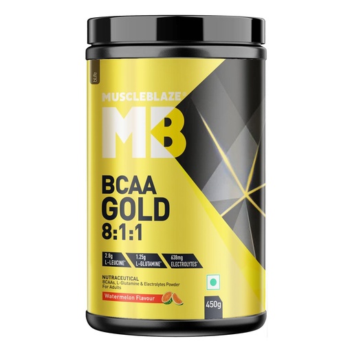 [BRSWGBIZOIFWMCLP] MuscleBlaze BCAA Gold 8:1:1 Powder, Watermelon, 450g