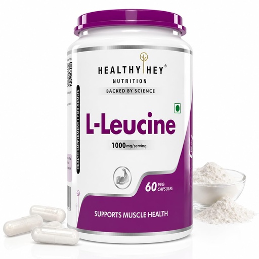 [BRSWYAQPAEFW2DL5] HealthyHey Nutrition L-Leucine 60 Capsules