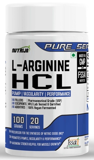 [BRSRMBQ6DF4AKC3Z] NutriJa L-Arginine HCL Powder - Highest Bioavailability form of L-Arginine | Maximum Strength, Nitric Oxide Precursor (Tangy Orange, 100Grams)