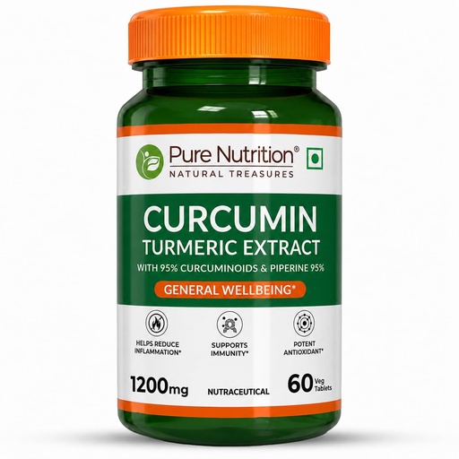 [BRSRAHD7OYNAY3Y3] Pure Nutrition Curcumin Supplements with Piperine | Turmeric Supplement for Joint, Immune & Inflammation Support | Curcumin Tablets for Daily Wellness | Anti Inflammation Supplements - 60 Tablets