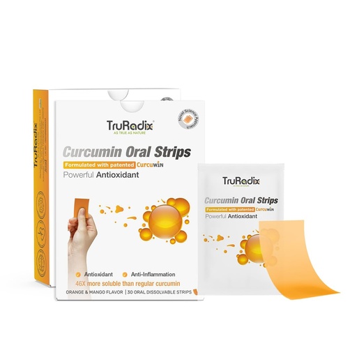 [BRSRAZQFCQBQA23J] TruRadix Curcumin Oral Strips – 30 Count – Organic Turmeric Extract – Vegan, Orange & Mango Flavor