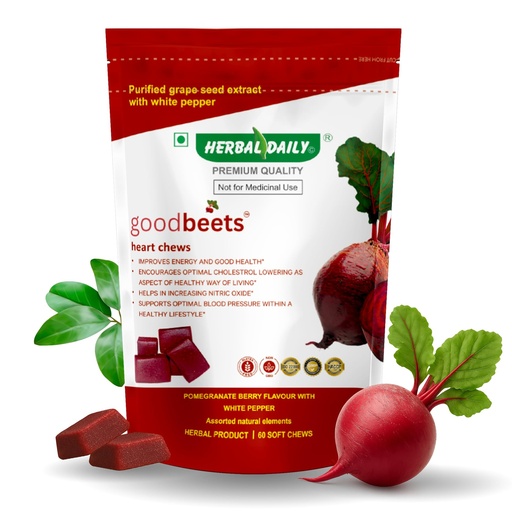[BRSROCATDNYGAALF] GoodBeets Chew (60 Gummies) Help in PCOD, PCOS, Period pain, White Discharge | Energy & Better Sleep, Clear Skin, Pimple | Made with Beetroot Powder, Pomegranate, Grape Seed Extract