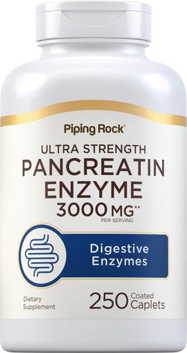 [BRSW2FQ3CEPWCHL5] Piping Rock Pancreatin Digestive Enzymes | 250 Caplets | Ultra Strength | Non-GMO, Gluten Free Supplement