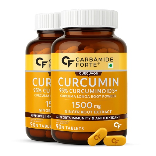 [BRSRAFQ5CQJROF3O] Carbamide Forte Curcumin With Piperine Tablets With 95% Curcuminoids | Immunity Boosters Tablet For Adults With Curcuma Longa, Turmeric Powder & Ginger 90 Veg Curcumin Tablets (Pack Of 2)