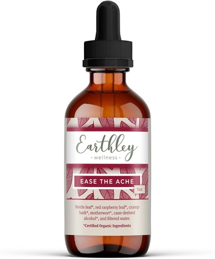 [BRSWYYDYCAFGK2Q3] Earthley Wellness Ease The Ache, Natural Hormone Support for Cramps, Bloating, Mood Swings, and Postpartum Discomfort, Cramp Bark, Red Raspberry Leaf, Motherwort, Nettle (1oz)