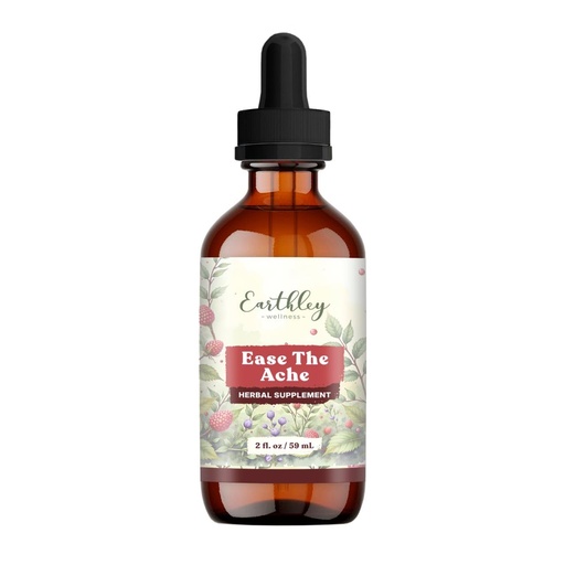 [BRSWYYDYCAFGK2Q3] Earthley Wellness Ease the Ache, Natural Hormone Support for Cramps, Bloating, Mood Swings, and Postpartum Discomfort, Cramp Bark, Red Raspberry Leaf, Motherwort, Nettle (2oz)