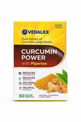 [BRSRGBD6DIAWMALK] Curcumin Power with Piperine, 100% Herbal Turmeric Extract, Joint Pain & Inflammation Support, 30 Veggie Tablets