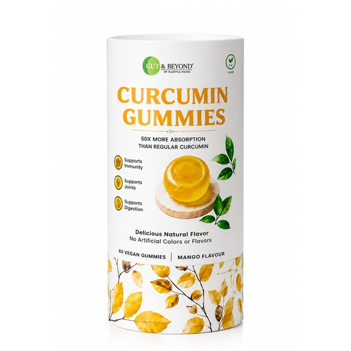 [BRSREZQ3O57BYGTD] Gut and Beyond Turmeric Curcumin Gummies 60 Count | 95% Curcuminoids for Maximum Bioavailability | Anti-Inflammatory Support | Joint, Liver, Skin and Brain Health | Mango Flavour