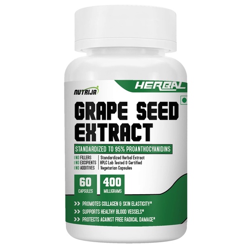 [BRSWGBI5A4HBA233] NutriJa Grape Seed Extract 400mg Capsules | Standardized to 95% Proanthocyanidins | 60 Veggie Capsules | Antioxidant Support Supplement for Skin, Collagen & Daily Wellness