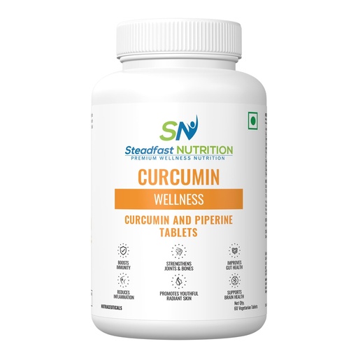 [BRSRMYDYOAGWY2Y3] Steadfast Nutrition Curcumin Piperine Natural & Potent Supplements for Improved Wellbeing & Health Immunity (60 Tablets)