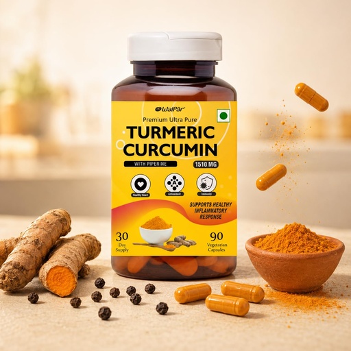 [BRSWYZT7CN4BSFL3] WALPAR Organic Curcumin Turmeric with Piperine Bioperine - 1510mg 90 Capsules