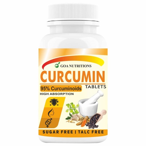 [BRSW2HQKOYNQ4FL7] GOA NUTRITIONS Curcumin Supplements With Piperine (95% Curcuminoids), Ginger Powder As Immunity Booster, Anti-inflammation & Joint Support Supplement-60 Tablet (Pack 1)
