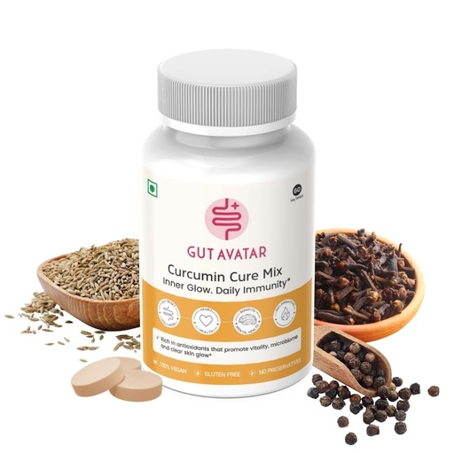 [BRSROHT5DECAYDTB] GUTAVATAR Gut Curcumin Cure Mix Healthy Gut Supplement Boost Immunity Powder Anti Inflammatory Strengthens Bones & Muscles Supplement Drink Mix Healthy Skin Drink (60 Powder Tablet Bottle)