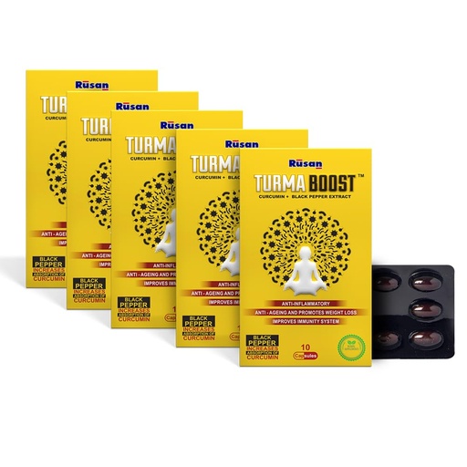 [BRSRMZYHOUOQE2TJ] Rusan TURMA BOOST Curcumin 95% 400mg + Black Pepper Extract | 50 Capsules | Immunity & Joint Care | Anti-Inflammatory Support