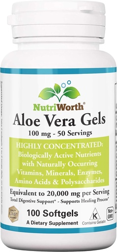 [BRSWKZYHBEIRC3TE] Aloe Vera Supplement (100 Softgels) 20.000mg reine Gel-Equivalenz – Made with Organic Aloe Vera