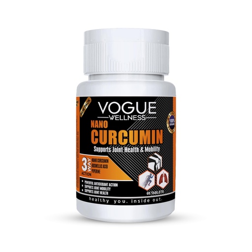 [BRSW2BAFPMCBYELZ] Vogue Wellness Nano Curcumin Tablets With Piperine | For Joint Health, Flexibility And Pain-Free Mobility | Helps Reduce Inflammation And Supports Immunity | Natural Supplement For Men And Women | 60 Tablets