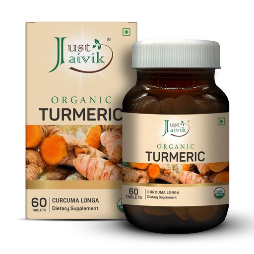 [BRSRYYIPAUOWCC3J] Just Jaivik Organic Turmeric Tablets 600 mg 60 count