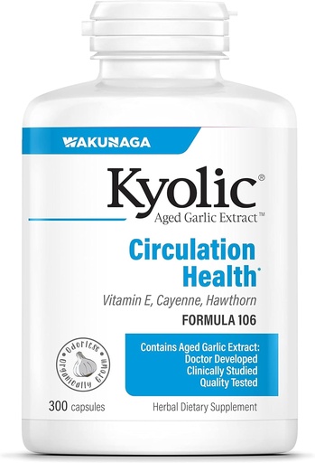 [BRSWIYT3O4FAMYL2] Kyolic Aged Garlic 提取法106, 循环健康, 300 Capsules (包装 May Vary)