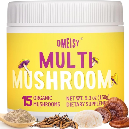 [BRSROA33CJYB63L2] Mushroom Powder | for Mushroom Coffee, 20-in-1 Mushroom Complex with Lions Mane Powder, Reishi, Cordyceps, Turkey Tail & Herbs, Brain Supplements for Memory and Focus, Energy, Immunity - 5.3oz