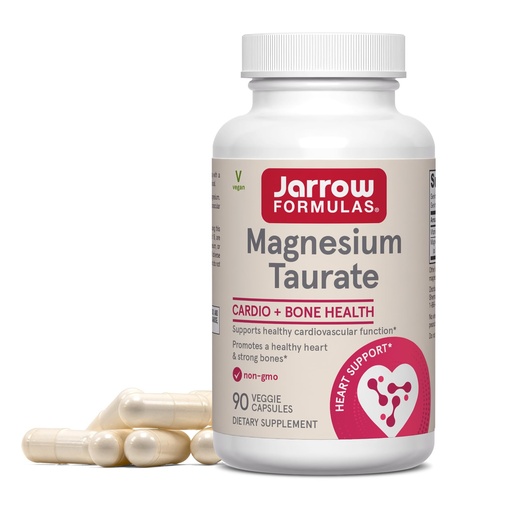 [BRSRAFITOENR4232] Jarrow Formulas Magnesium Taurate, Dietary Supplement, Supports Cardio and Bone Health, 300 mg per Servings, 90 Veggie Capsules, Up to a 30 Day Supply