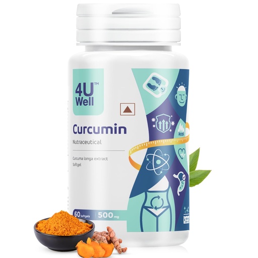 [BRSRAAYOCUFBS3DZ] 4UWell Curcumin Tablets 500mg with Turmeric Extract | Anti Inflammatory & Antioxidant Supplement | Supports Joint Health, Immunity & Weight Management | Men & Women Wellness | 60 Softgels