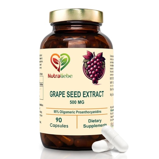 [BRSRAYYDOEFB6DI6] OPC Grape Seed Extract Capsules - Minimum 95% OPCs, Powerful Antioxidant Support, 90 Capsules