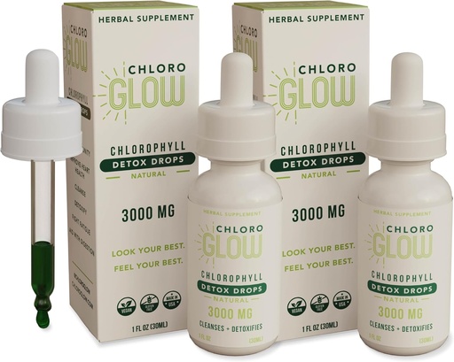 [BRSW2GILCF7WEFLU] Chloroglow Liquid Chlorophyll Oxygen Drops 3000mg | Metabolism Supplement | Immune Support | Natural Detox |Altitude Sickness Aid | Body Deodorizer 30ml (Pack of 2)
