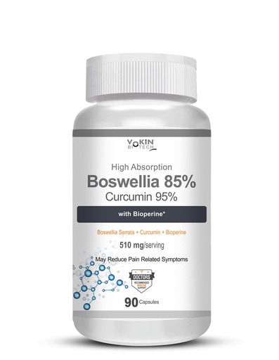 [BRSW2GIZBMIBODY3] Vokin Biotech Boswellia Serrata and Curcumin with Bioperine - 90 Capsules (Pack of 1)