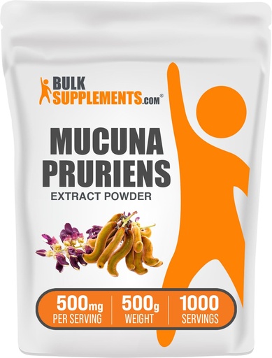 [BRSWKHY4AZ5GICT7] BulkSupplements.com Mucuna Pruriens Extract Powder - Mucuna Pruriens Supplements, Herbal Supplement - Vegan & Gluten Free, 500mg per Serving, 500g (1.1 lbs) (Pack of 1)