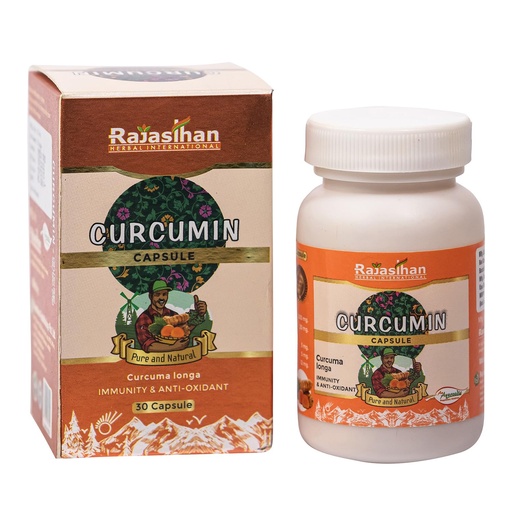 [BRSROYA5CIHAMF3P] Curcumin Capsules by Rajasthan Aushdhalaya | 30 Capsules | Turmeric tonic & Anti Oxidant|Pack Of 1