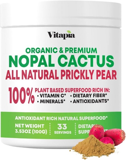 [BRSROBA3BYGRUHLF] Vitapia Nopal Cactus Extract for Antioxidant, Skin, Metabolism, Wellness, Heart Health Support - 100g Organic Powder - Non GMO, Gluten Free Supplement