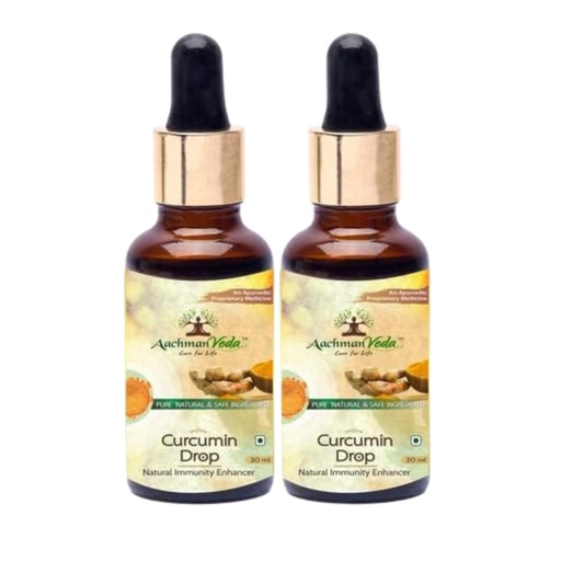 [BRSREYIBDF6ROCTD] Aachman Veda Curcumin Haldi Drops Pack of 2 | Natural Turmeric Extract | Immunity Booster & Anti-Inflammatory (30ml Each)