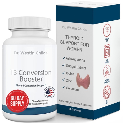 [BRSWGZYLOZ6WYFDD] Dr. Westin Childs T3 Conversion Booster - Thyroid Support for Women & Men with Hypothyroidism & Hashimoto’s, Iodine, Ashwagandha, Guggul Extract, Selenium & Zinc Complex, 60 Servings