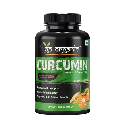 [BRSRMAIRAAARSEIZ] Go Organic Turmeric Curcumin 90 Veg Caps | Plant-Based Joint Support Supplement with BioPerine & Ginger | Potent Antioxidants for Healthy Inflammation, Joint Comfort & Lasting Structural Resilience
