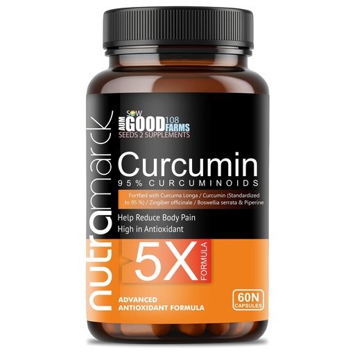 [BRSRAFABOECB6DLJ] Curcumin 95% Capsules with Turmeric Extract & Black Pepper | High Potency Curcumin Supplement for Antioxidant & Joint Support | Chemical Free | 60 Capsules