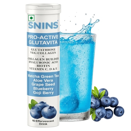 [BRSRGZ3YDECQOG3O] Pro Active Glutavita Glutathione 500 mg and Pure Veg Collagen 500 mg – 15 Effervescent Drink with Biotin, lycopene, Hyaluronic Acid, Vitamins C, D & E for Skin, Hair, Joints & Immune Support