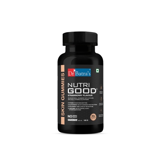 [BRSRECTQPMBGAFDU] Dr Batra’s Nutrigood Skin Gummies – Collagen Boosting with Glutathione, Vitamin C & Hyaluronic Acid for Wrinkle-Free, Radiant & Youthful Skin | Strawberry Flavour | 30 Chewable Gummies