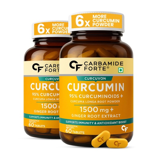 [BRSRAZYFDMAWAYLX] Carbamide Forte Curcumin With Piperine Tablets With 95% Curcuminoids | Immunity Boosters Tablet For Adults With Curcuma Longa, Turmeric Powder & Ginger 60 Veg Tablets (Pack Of 2)