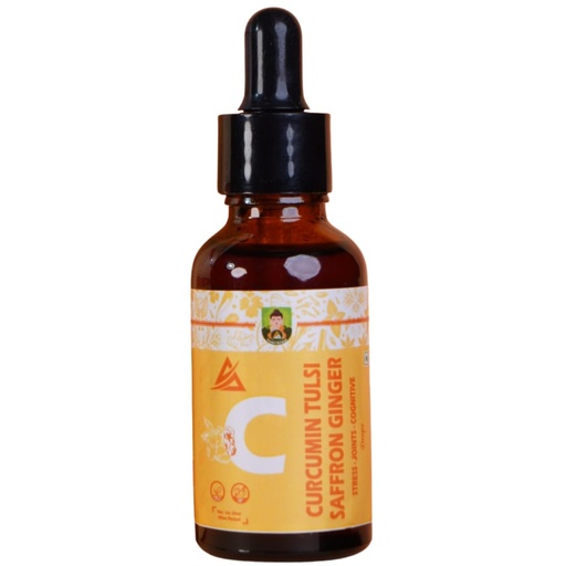[BRSRGEIEB5YW2YA4] Curcumin Tulsi Saffron Ginger Drops, Natural Ayurvedic Supplement with Black Pepper Oil for Immunity, Digestion and Respiratory Health